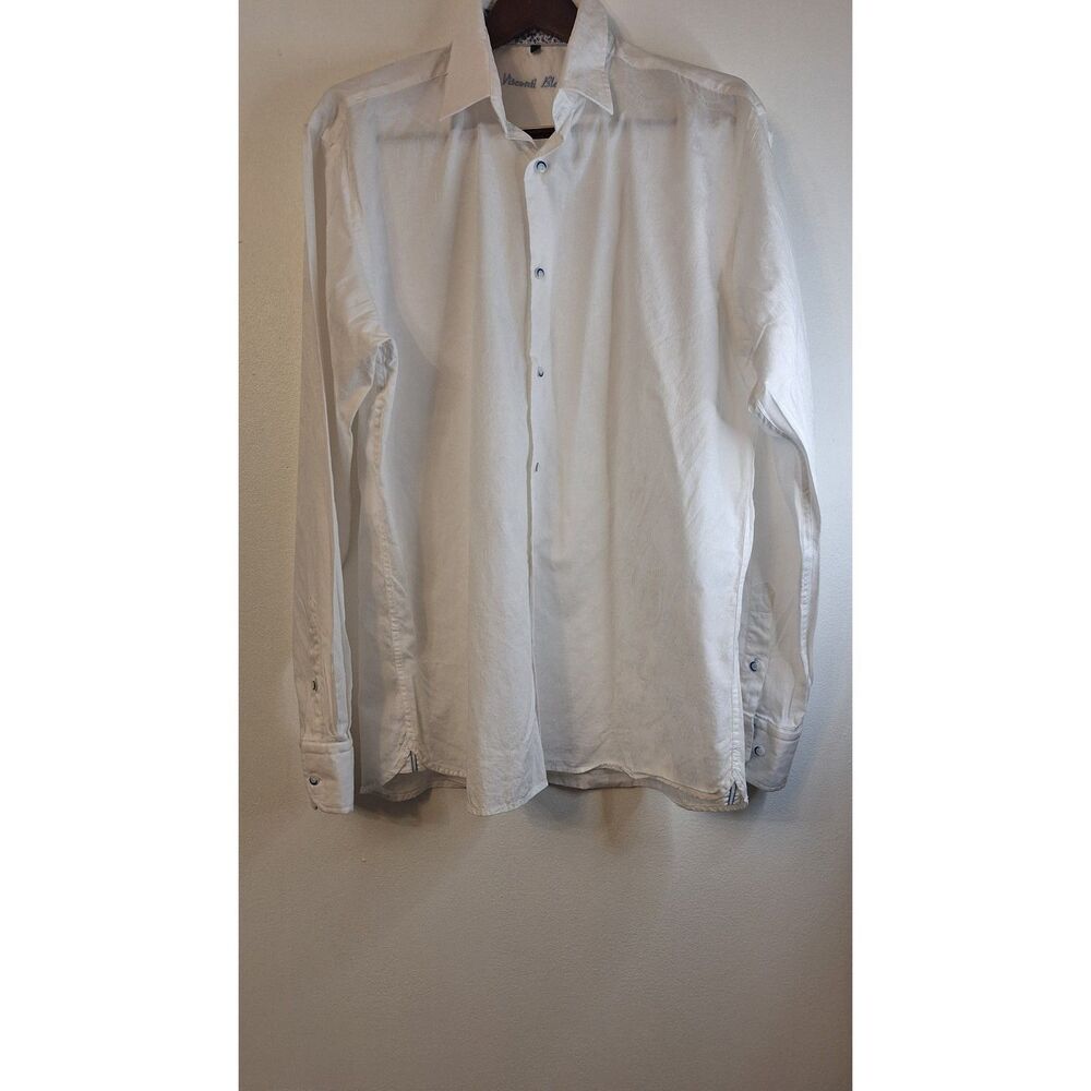 VISCONTI BLACK MEN'S LONG SLEEVE FLIP CUFF PAISLEY PRINT BUTTON FRONT‎ SIZE XL